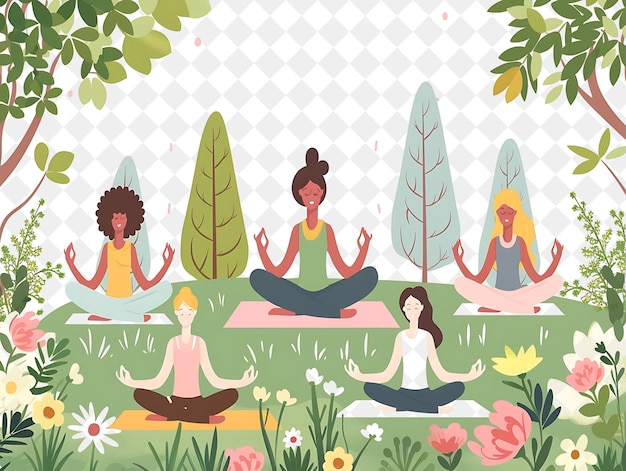 a group of people doing yoga in a garden