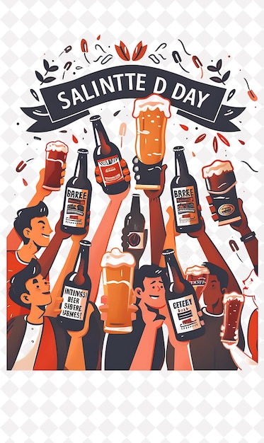 Group of People Holding Up Different Types of Beer Bottles W Flat Illustration Beer Culture Design