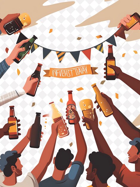 Group of People Holding Up Different Types of Beer Bottles W Flat Illustration Beer Culture Design