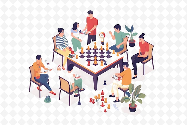 a group of people playing chess in a circle