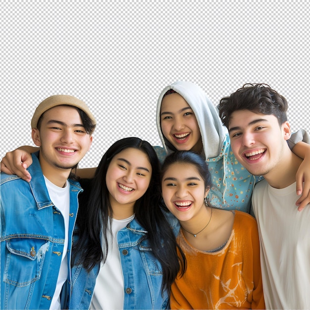 a group of people posing for a photo with one wearing a blue shirt that says quot im a quot