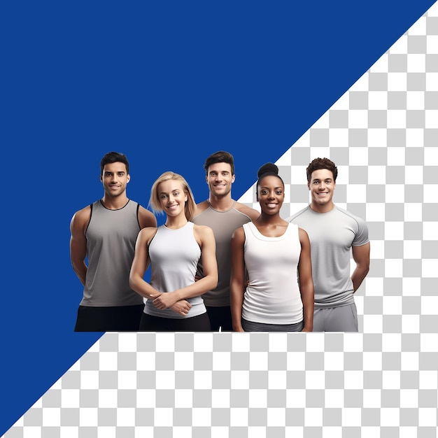 PSD group of people in sports clothes png