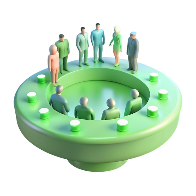 PSD a group of people standing around a green circle with the word quot people quot on it