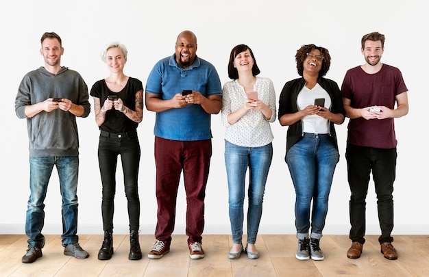 PSD group of people using mobile phone