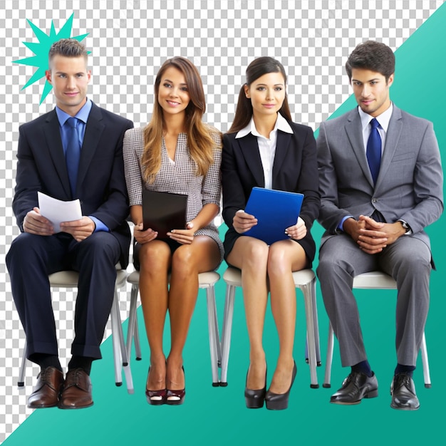 group of people waiting for job interview on transparent background