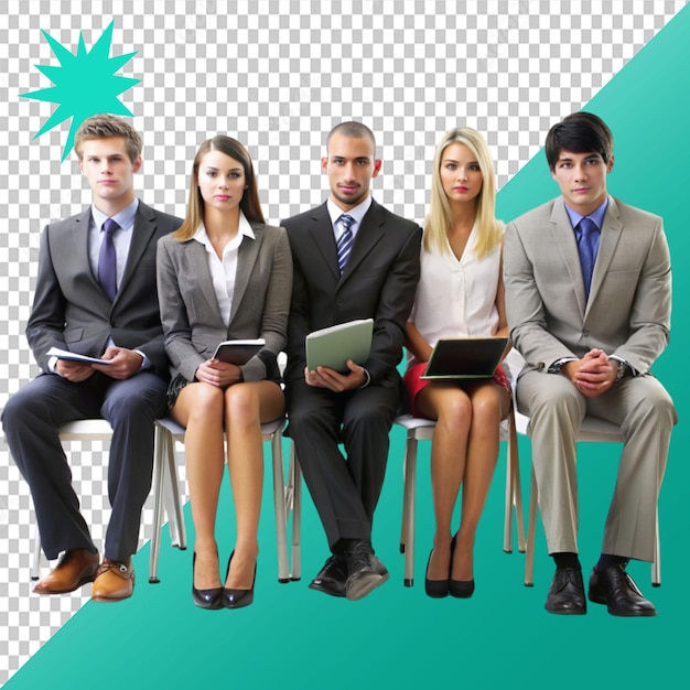 group of people waiting for job interview on transparent background