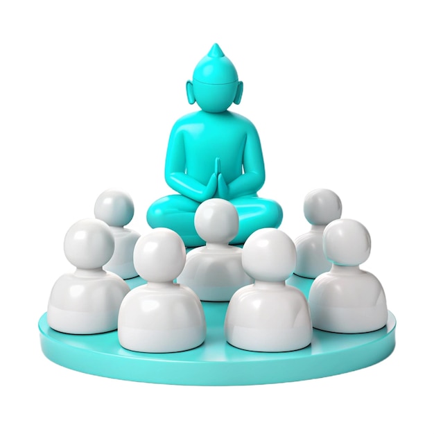 a group of people with a blue figure on top of them