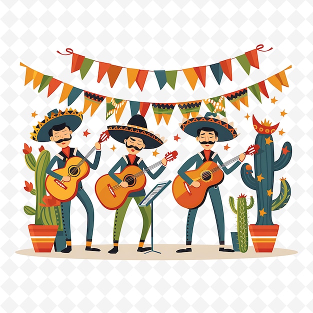 a group of people with guitar and cactus in the background