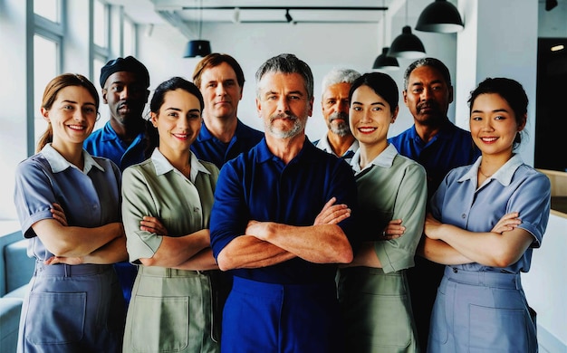 a group of people with their arms crossed