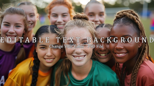 PSD group portrait of diverse teenage girls smiling