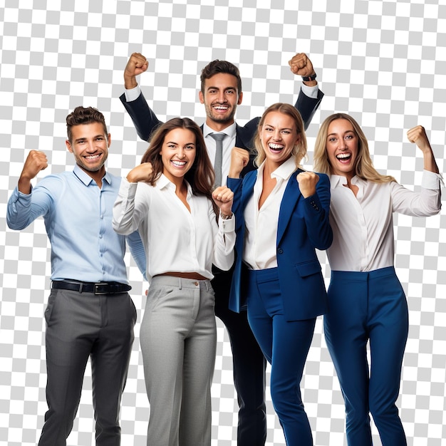 A group of successful business team isolated on transparent background PSD file format