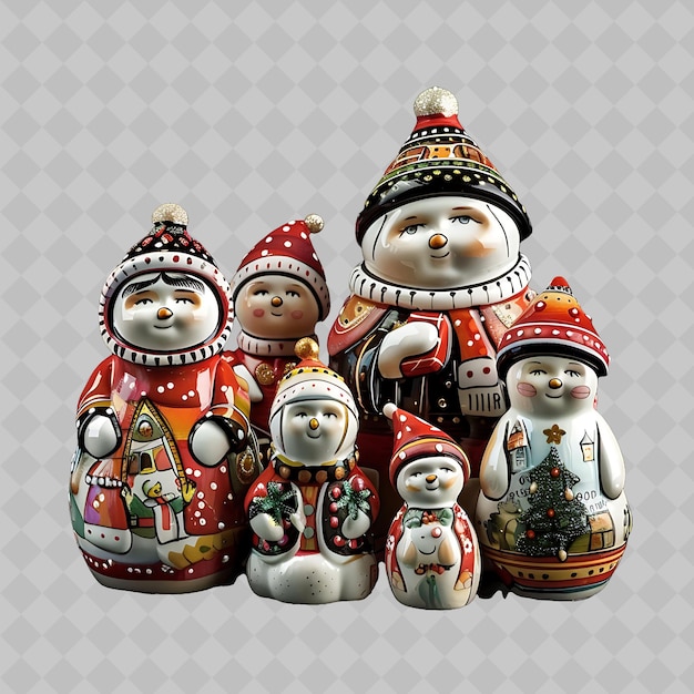 a group of three dolls with a christmas tree on the top