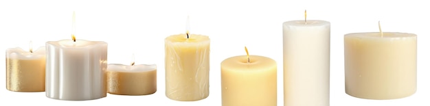 Group of wax candles isolated on white or transparent background PNG