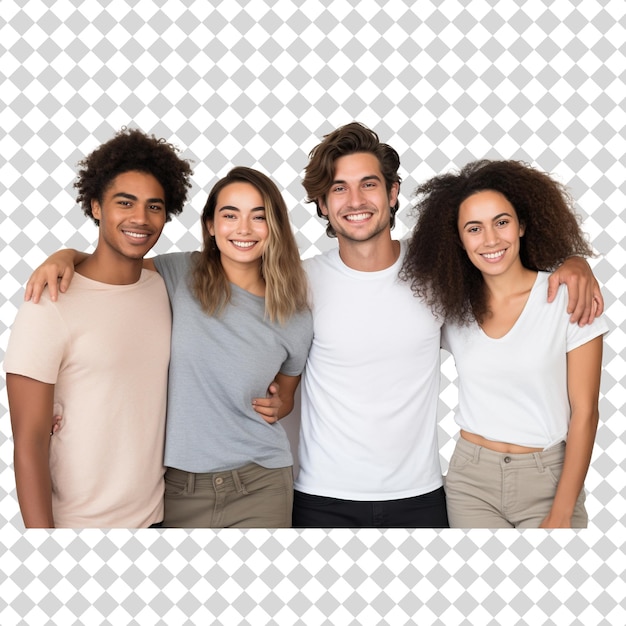 A group of young cheerful people isolated on transparent background PSD