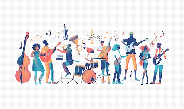 Groups of Musicians Performing at Fte De La Musique Design I Flat Illustration Culture Character