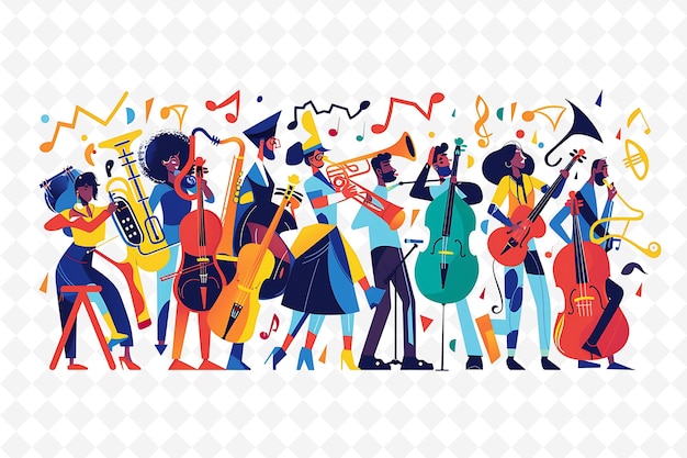 Groups of Musicians Performing at Fte De La Musique Design I Flat Illustration Culture Character