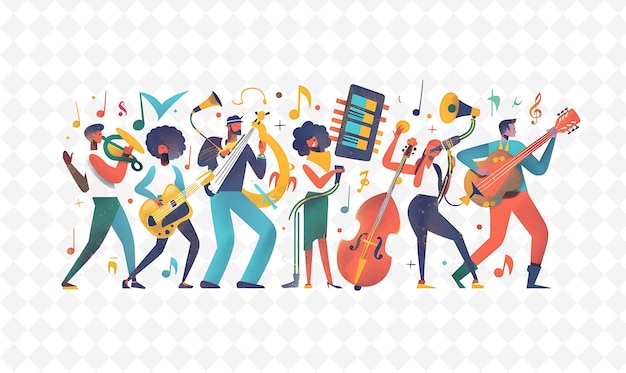 Groups of Musicians Performing at Fte De La Musique Design I Flat Illustration Culture Character