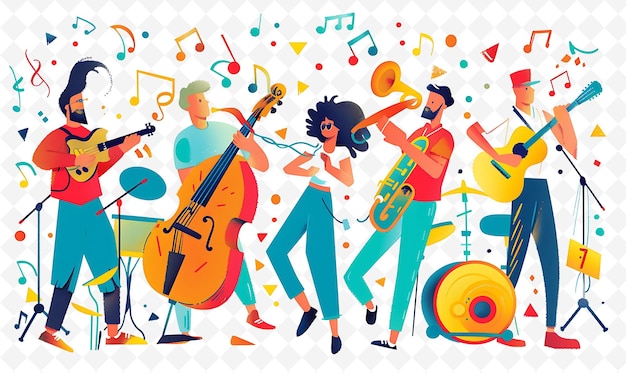 Groups of Musicians Performing at Fte De La Musique Design I Flat Illustration Culture Character