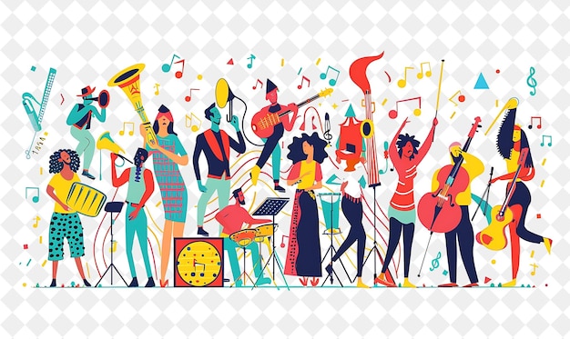 Groups of Musicians Performing at Fte De La Musique Design I Flat Illustration Festival of The World