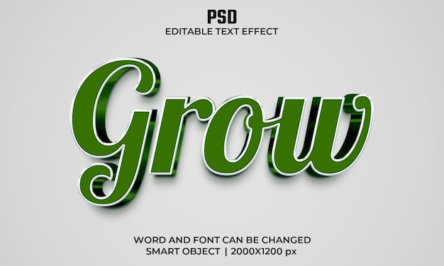 Grow 3d editable text effect Premium Psd with background