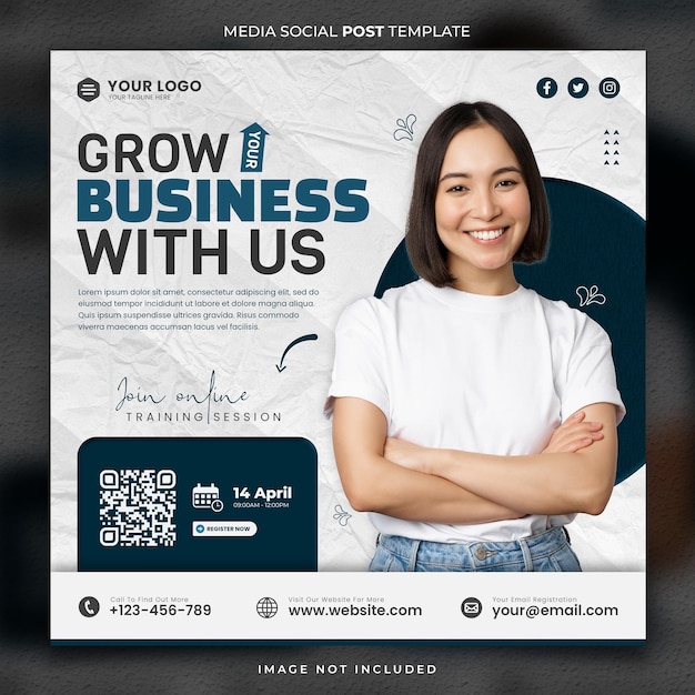 Grow Business White Background Media Social Post Template