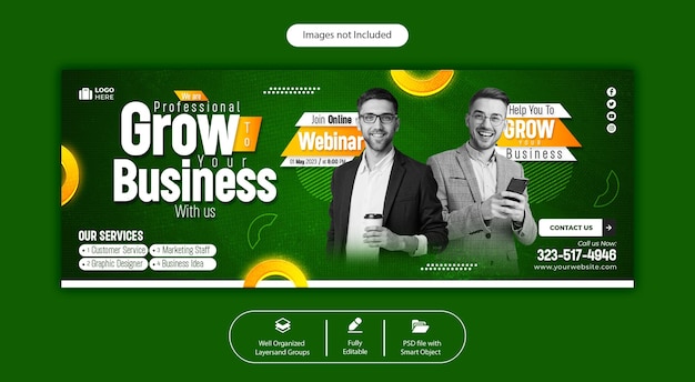 Grow your business and corporate facebook cover template