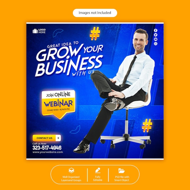 Grow your business and corporate social media banner template