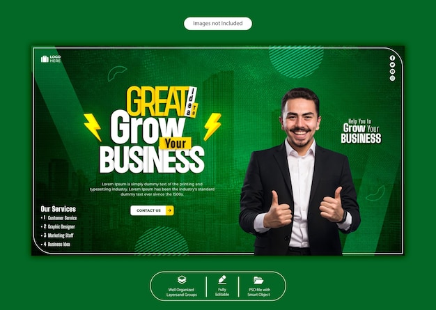 Grow your business and corporate web banner template