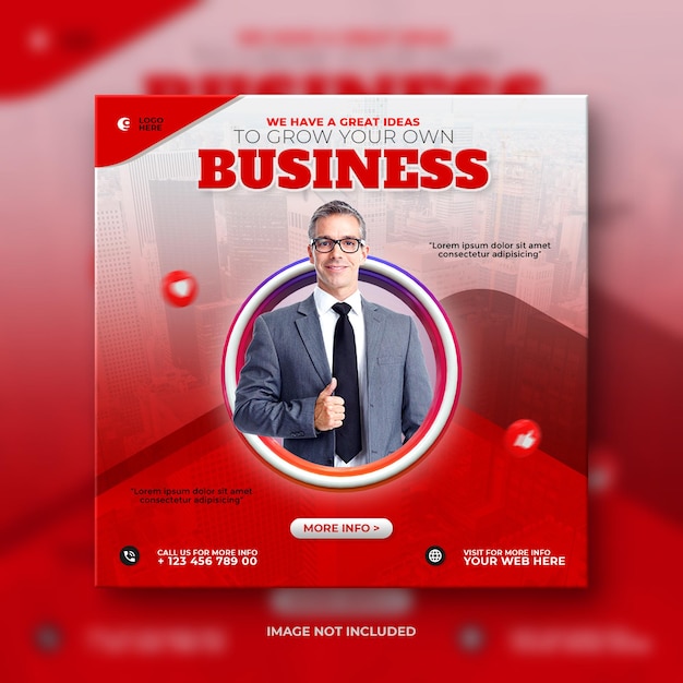 grow your business social media promotional banner design and Instagram post template design