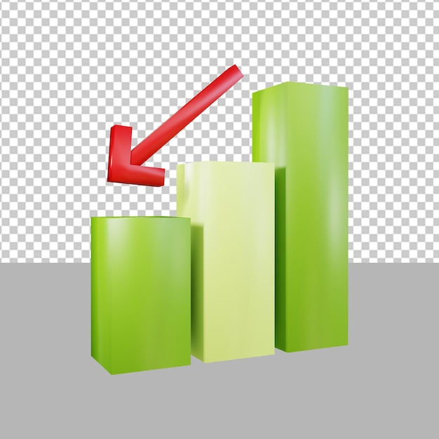 Growth Stock Chart Down Investment Stock Trading Icon 3D Render Illustration