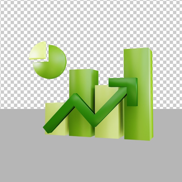 Growth Stock Chart Up Investment Stock Trading Icon 3D Render Illustration