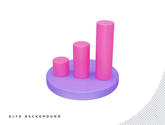 Growth stock chart with 3d vector icon cartoon minimal style