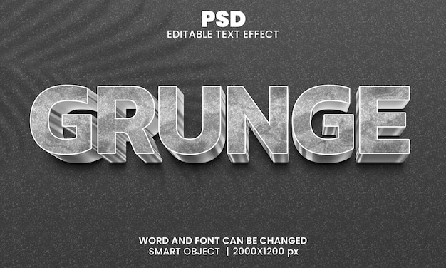 Grunge 3d editable text effect Premium Psd with background