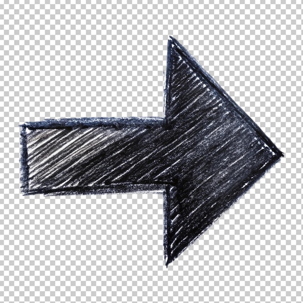 PSD grunge arrow graphite pencil on transparent background