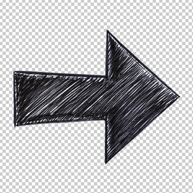 PSD grunge arrow graphite pencil on transparent background