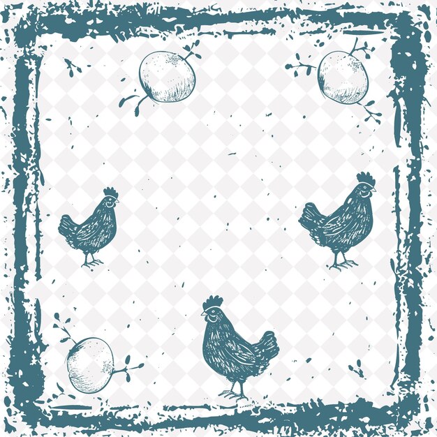 PSD a grunge background with a picture of chickens in the middle of it