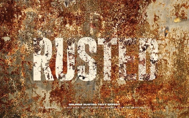 PSD grunge rusted text effect