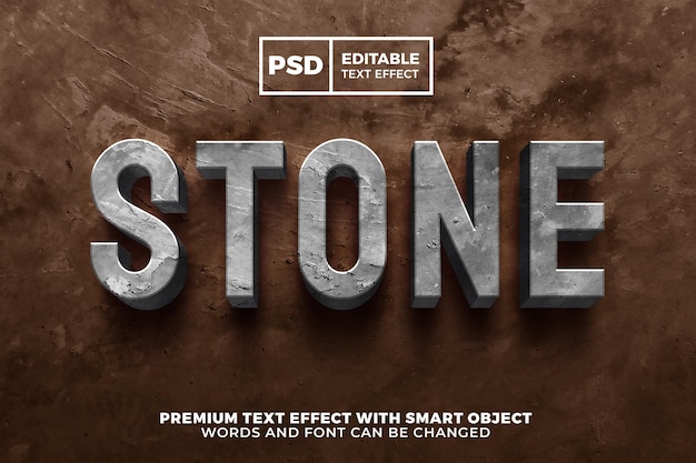 PSD grunge stone 3d editable text effect