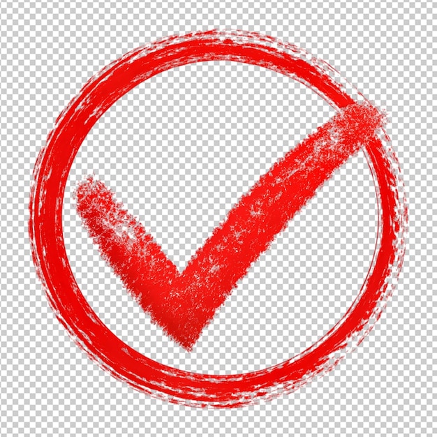 PSD grunge symbol check icon red marker on transparent background