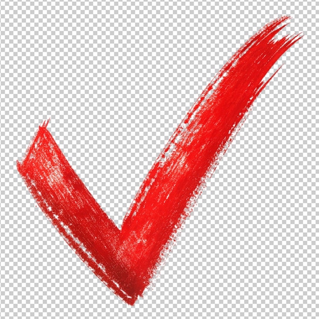 PSD grunge symbol check icon red marker on transparent background