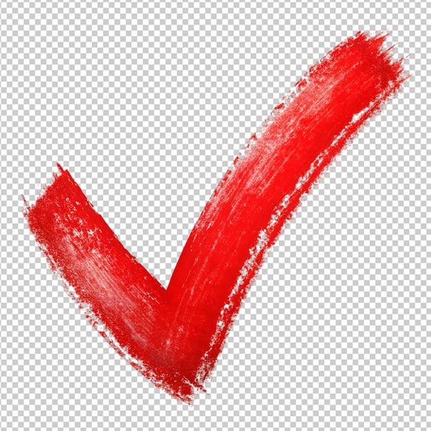 PSD grunge symbol check icon red marker on transparent background