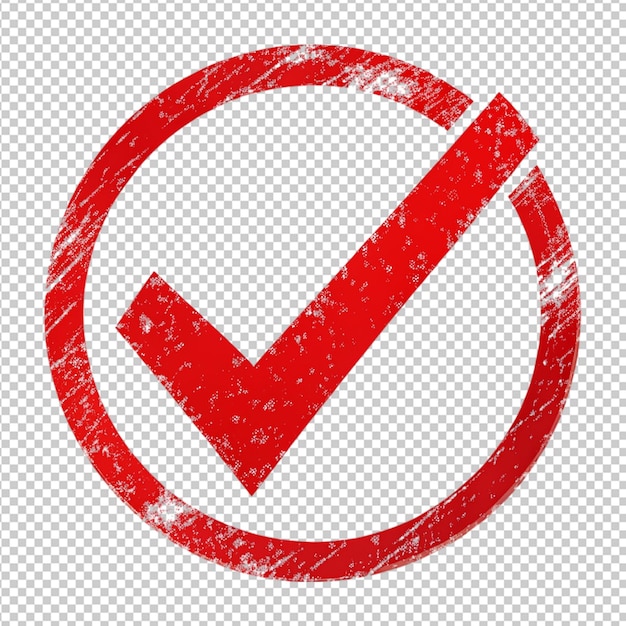 PSD grunge symbol check icon red marker on transparent background