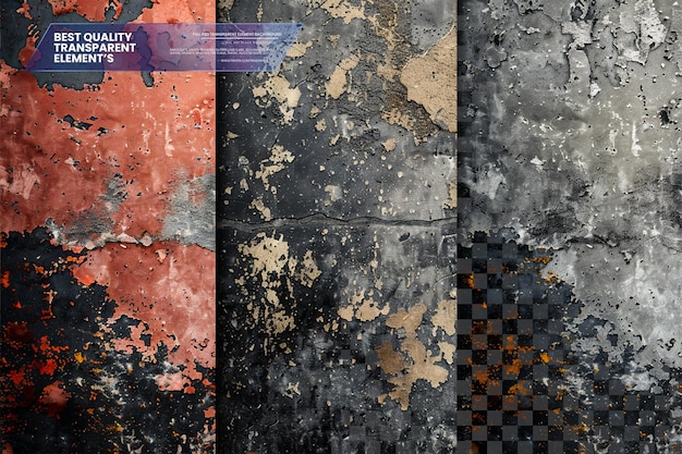 PSD grunge urban backgrounds set texture vector with dust overlay on transparent background