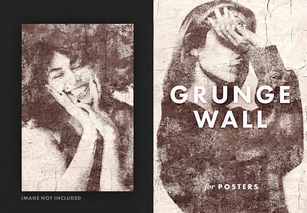 PSD grunge wall poster photo effect