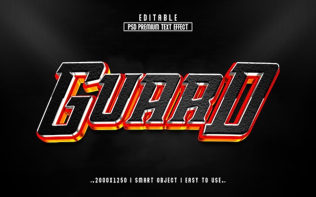 Guard Black Glossy Luxury 3d editable template text effect