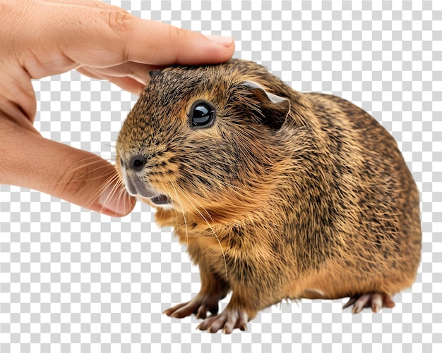 Guinea pig loving with human on transparent background