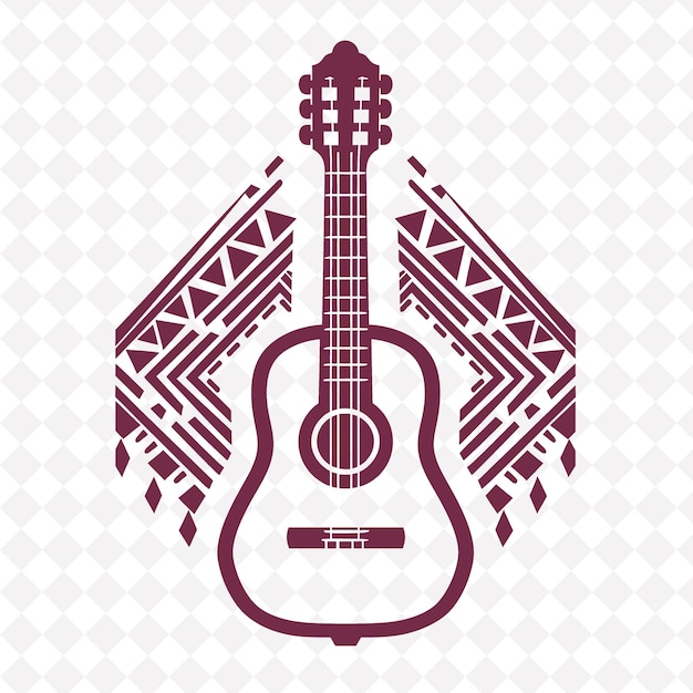 PSD a guitar on a white background with a pattern of a design in the middle