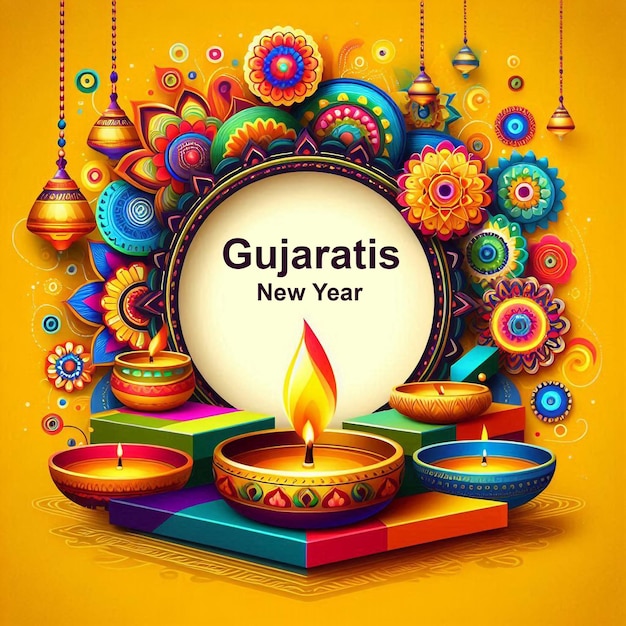 PSD gujarati new year creative post design template