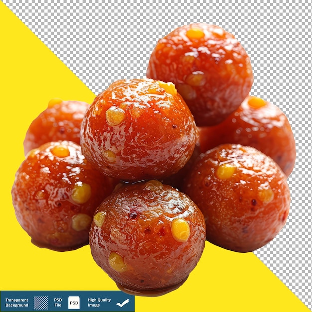 Gulab Jamun India on a Pure White Background transparent background PNG PSD