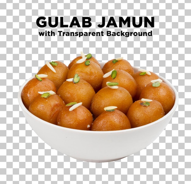 Gulab Jamun Sweet Dish Photo with Transparent Background PSD